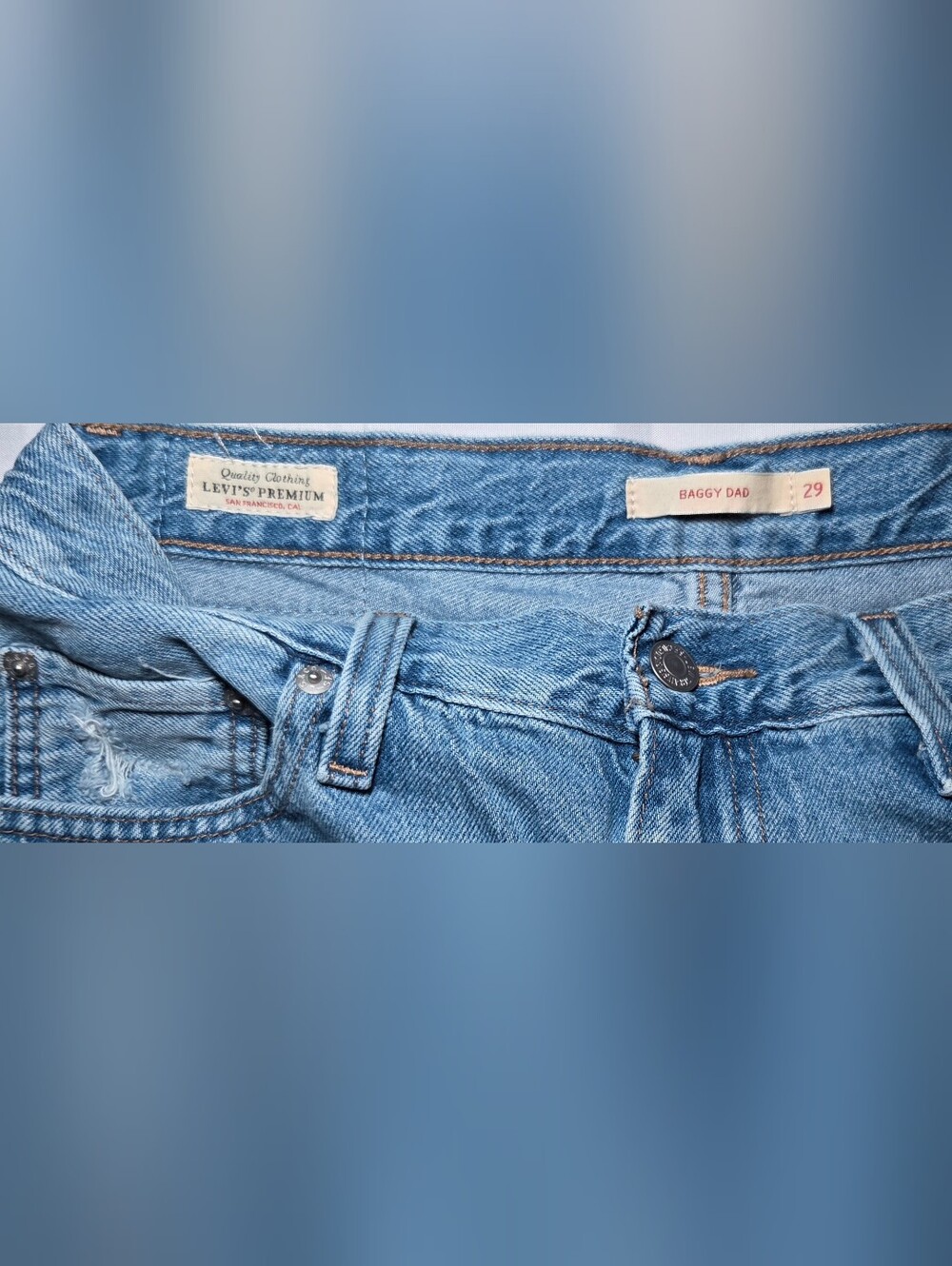 Levi's Premium Baggy Dad Jeans W29 L30 Distressed 90s Y2K Grunge Streetwear - Picture 7 of 14